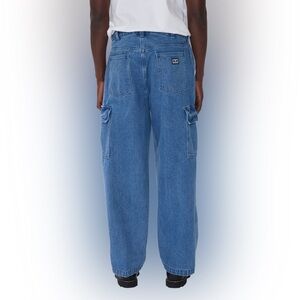 OBEY Bigwig Cargo Jeans Men’s Unisex 28 Blue Baggy Y2K 100% cotton